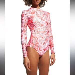 NWT Mara Hoffman Reese Paisley Zip Rashguard Small